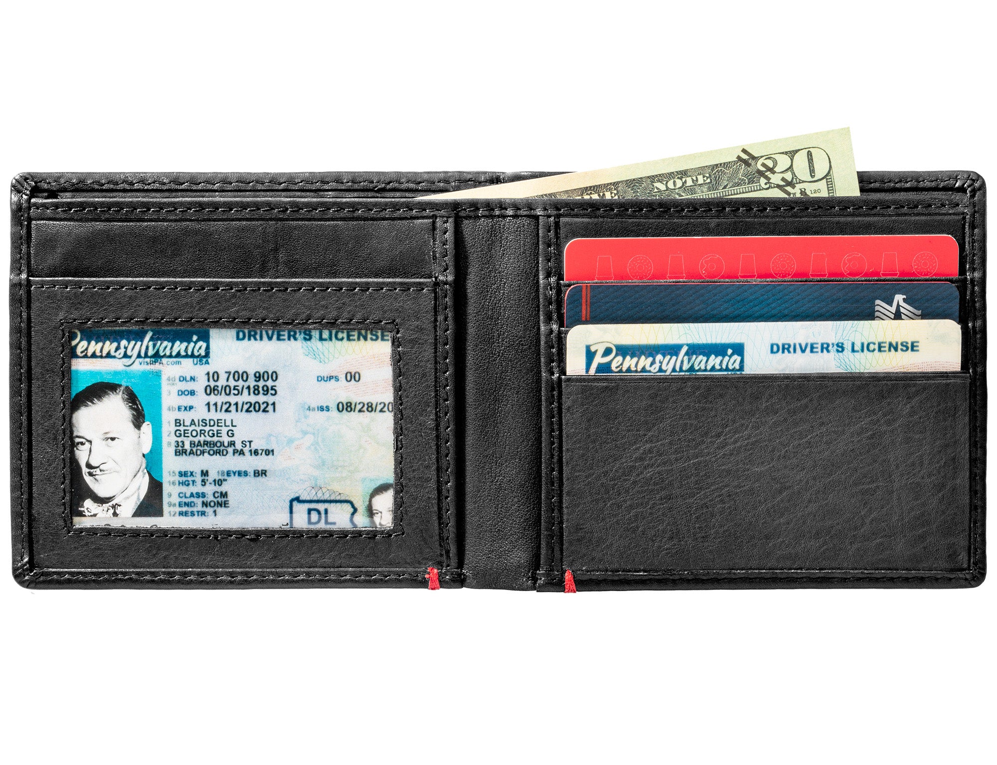 Black Leather Wallet- Cross Wings Metal Plate Design - Image 28