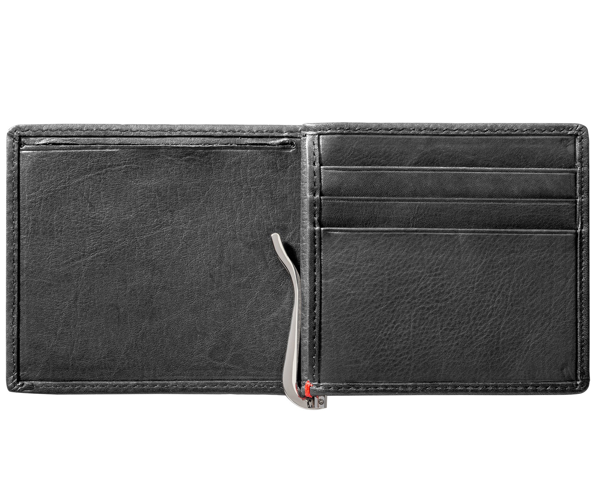 Black Leather Wallet- Spade Skull Metal Plate Design - Image 10