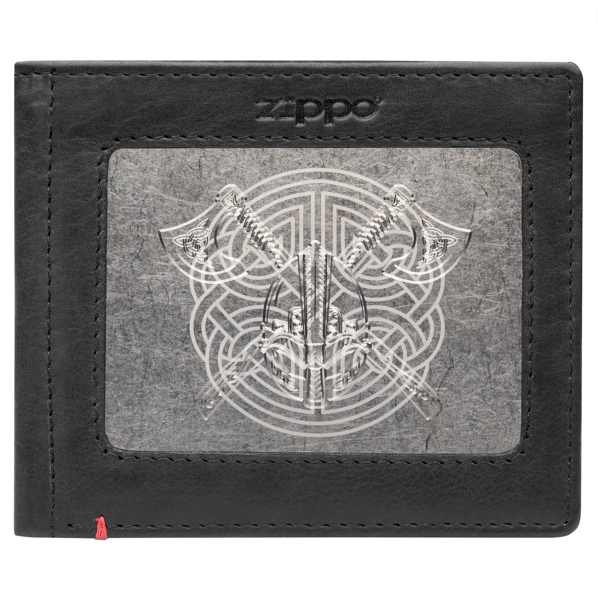 Black Leather Wallet- Viking Metal Plate Design - Image 11