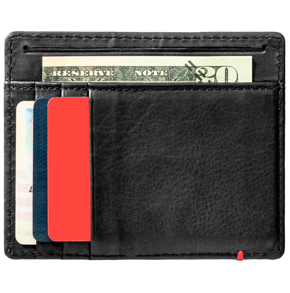 Black Leather Wallet- Zippo Flame Metal Plate Design - Image 5