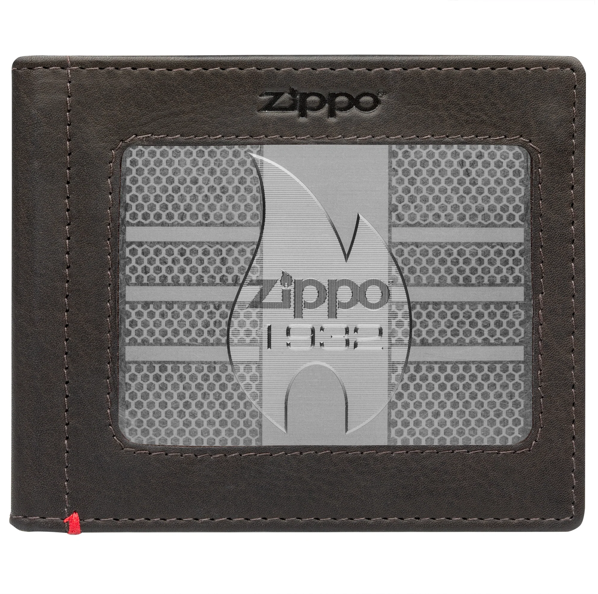 Mocha Leather Wallet- Zippo 1932 Metal Plate Design - Image 11