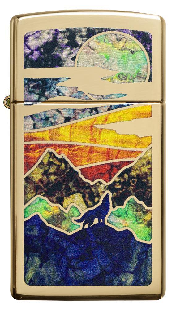 Slim® High Polish Brass Howling Wolf - Image 6