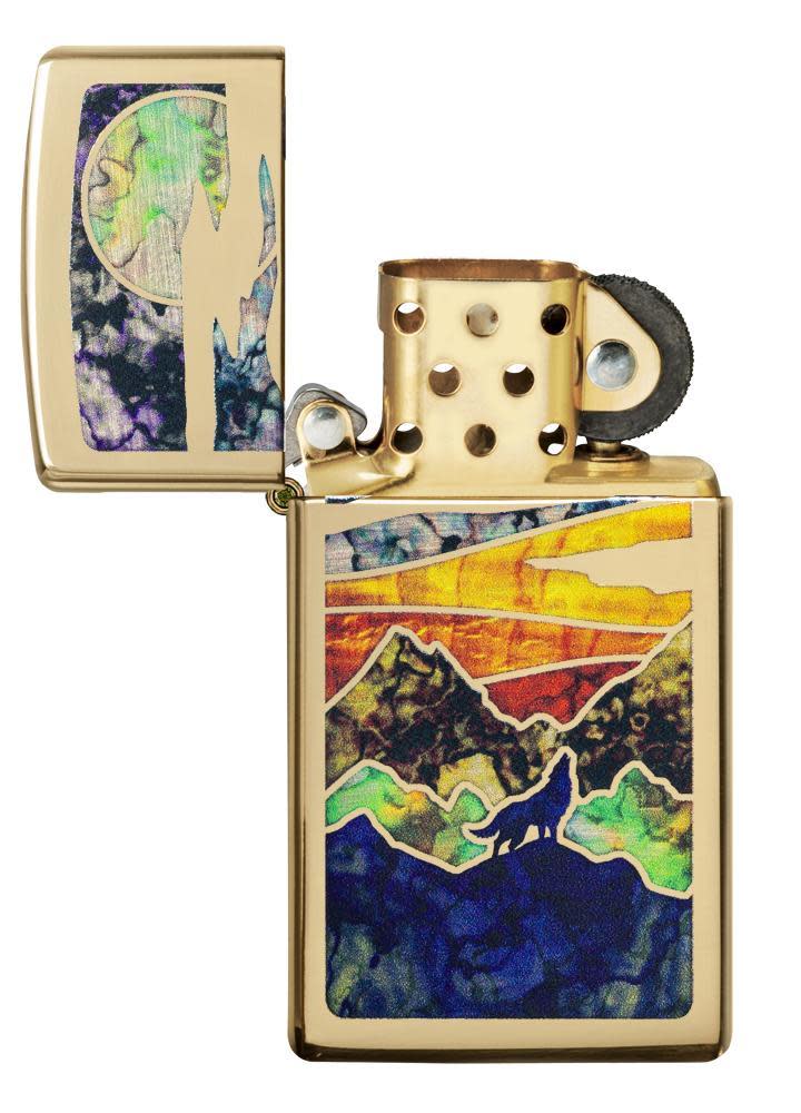 Slim® High Polish Brass Howling Wolf - Image 7
